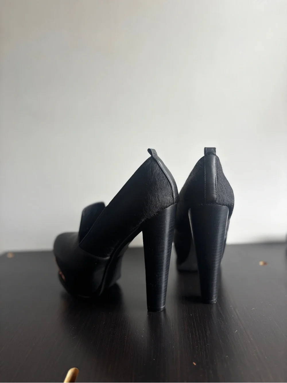 Women’s Black Platform High Heels with Copper Accent